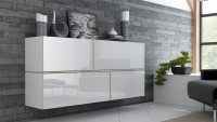 Zwevende dressoir "Tokyo" wit-sonoma/hoogglans wit